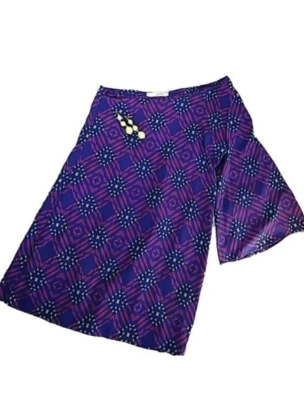 Yetts Geometric Purple Bell Sleeve Top Medium USA-Made